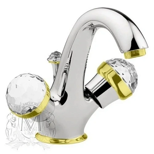 Смеситель для раковины Migliore Axo Swarovski хром/золото - фото 2