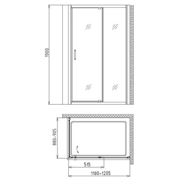 Душевой уголок Gemy Sunny Bay 120 S28191B-A90 (детальная фотография), прямоугольные