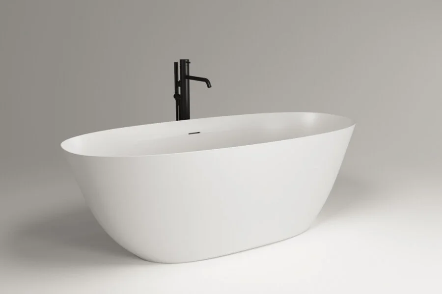Ванна из искусственного камня Plumberia Selection Veloma, 170 х 75 см, белый матовый, VELOMA 170BO (детальная фотография), овальные