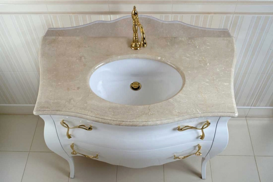 Столешница, цвет botticino,  1 отверстие под смеситель, La Beaute Holly M116BOT1 (детальная фотография) index_1