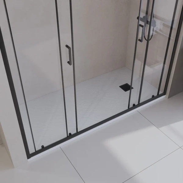 Душевой поддон BelBagno Uno 160х90 см накладка черная матовая TRAY-MR-UNO-AH-160/90-35-W-NO (детальная фотография), низкие до 15 см
