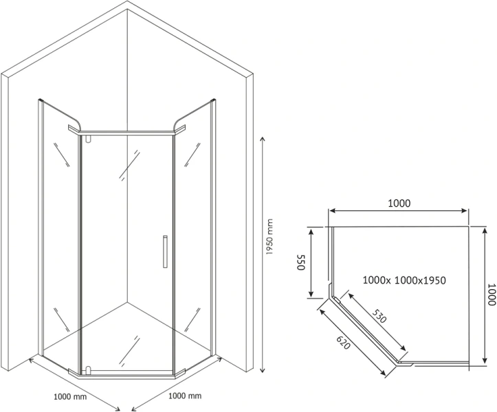Душевой уголок BERGES Solo 100x100 см профиль черный 061110 (детальная фотография), распашные
