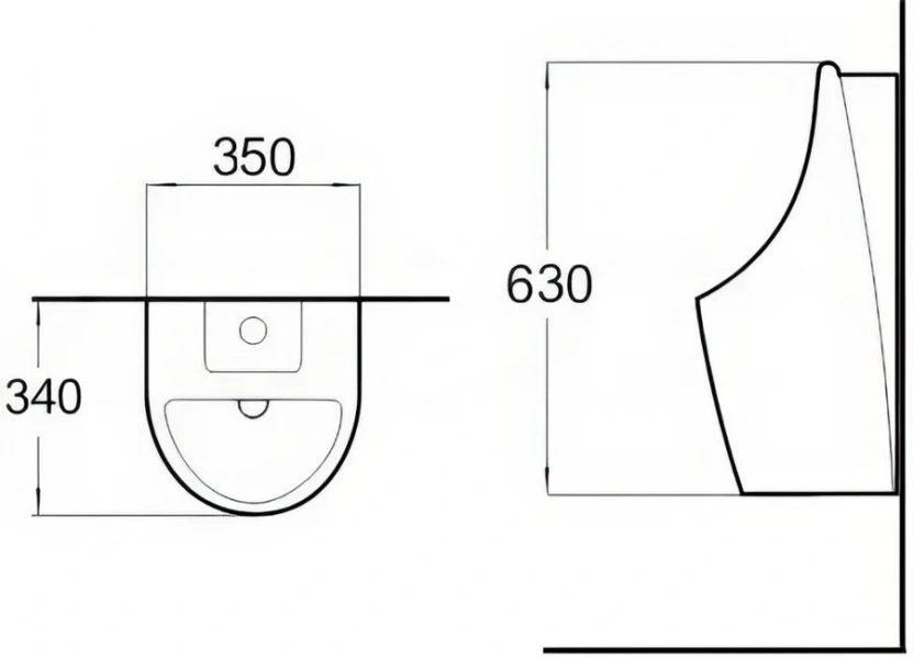 Писсуар подвесной SantiLine с функцией электронного смыва SL-6001 (детальная фотография), современные, hi-tech