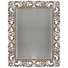 Зеркало прямоугольное с фацетом, цвет белый глянец с бронзой, Tessoro Isabella 75