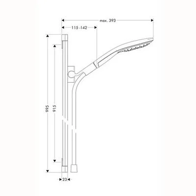 Душевой гарнитур Hansgrohe Raindance Select S 26626 настенный монтаж (детальная фотография), душевые гарнитуры