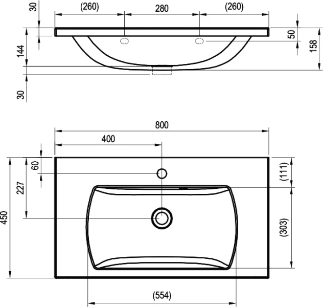 Раковина мебельная Ravak Classic II 80 см белая XJX01180000 (детальная фотография) index_1