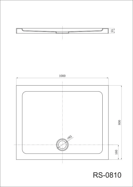 Душевой поддон Black&White Stellar Wind 100x80 см прямоугольный 810000 (детальная фотография), низкие до 15 см