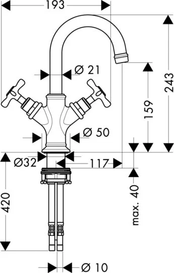 Смеситель для раковины Axor Montreux 16505 (детальная фотография), для раковины