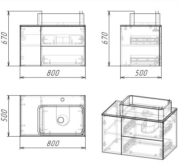 Тумба под раковину подвесная Grossman Альба 80 см веллингтон/белая 108011 (детальная фотография), в наличии