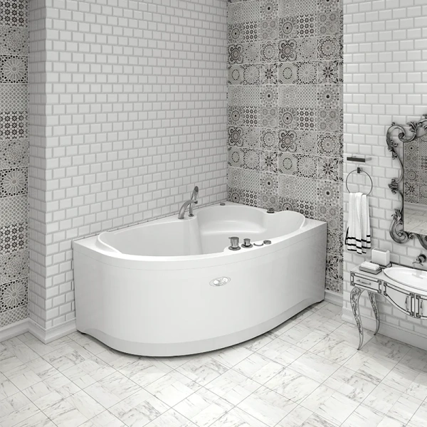 Ванна гидромассажная акриловая Vannesa Massage Ирма, 150 х 97 см, система баланс хром, левая/правая 2-76-2-1-9-216 (детальная фотография), асимметричные