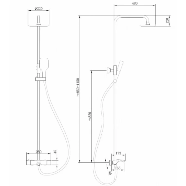 Душевая стойка Abber Thermostat хром AF8516 (детальная фотография), хром