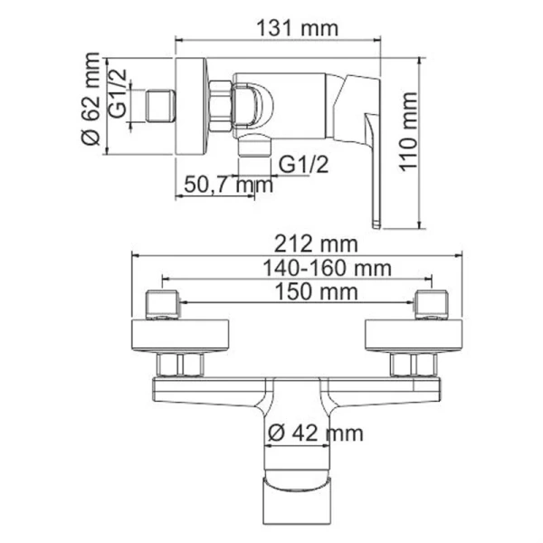 Смеситель для душа WasserKRAFT Dill хром 6102 (детальная фотография), современные, hi-tech