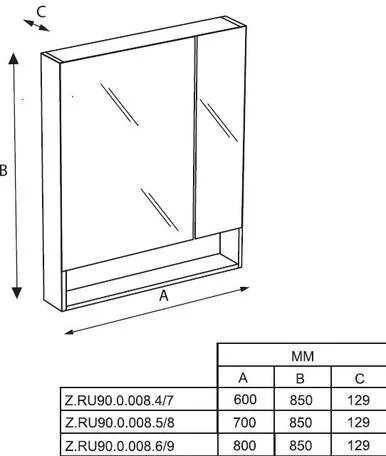 Зеркальный шкаф с подсветкой Roca The Gap 80 см фиолетовый ZRU9302753 (детальная фотография), нет в наличии
