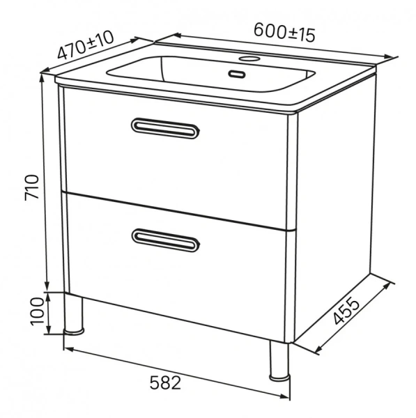 Тумба с раковиной напольная IDDIS Brick 60 см белая BRI60WFi95K (детальная фотография), в наличии