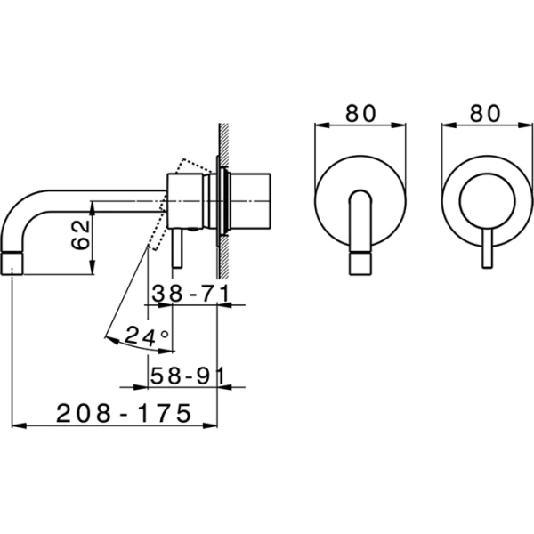 Смеситель для раковины Cisal Less New LN005516 на 2 отверстия (детальная фотография), для раковины