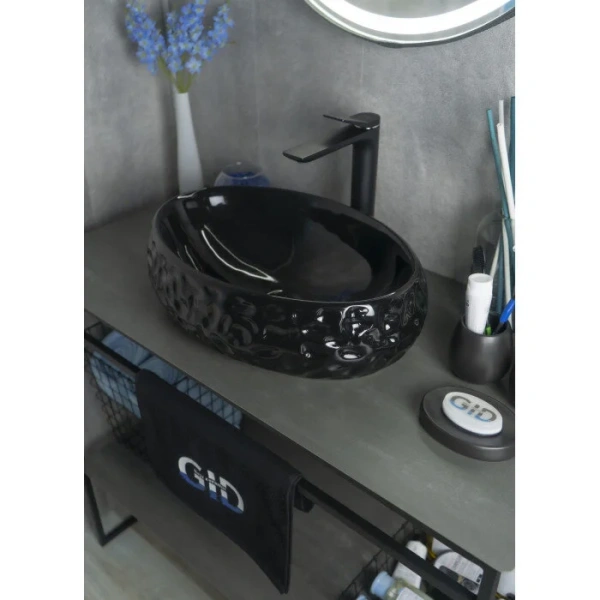 Раковина GID Lago 9030bf 48 см накладная черная 52232 (детальная фотография), накладные (на столешницу)