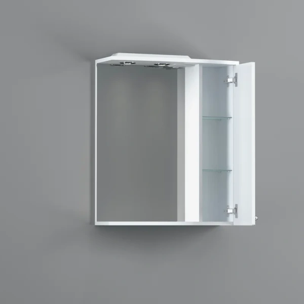 Зеркальный шкаф с подсветкой Damixa Palace One 65 см правый,  белый глянец M41MPR0651WG (детальная фотография), 65 см