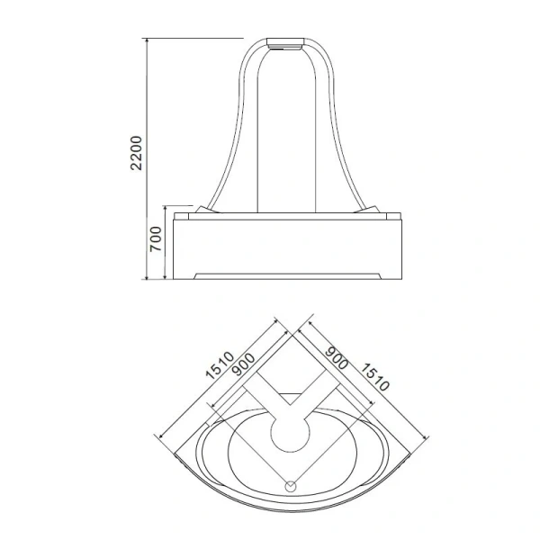 Акриловая ванна Gemy G9069 K (детальная фотография), большие, глубокие