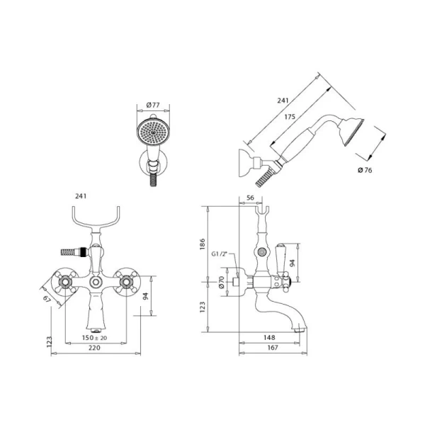 Смеситель для ванны Migliore Arcadia 183 с поворотным изливом (детальная фотография), для ванны