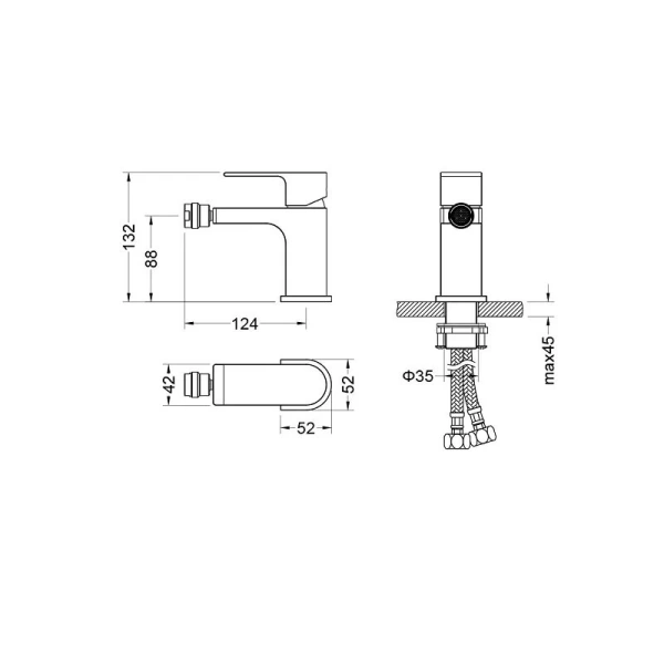 Смеситель для биде Акватек Лира черный AQ1418MB (детальная фотография), для биде