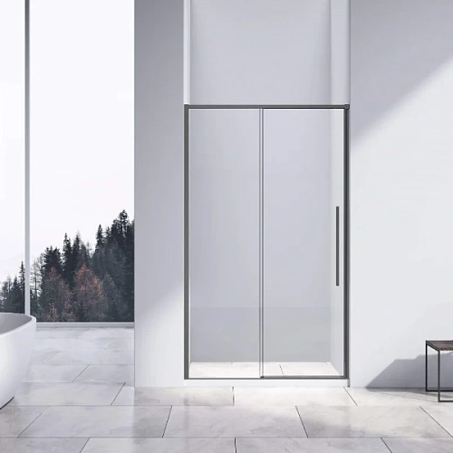 Душевая дверь в нишу Vincea Slim-N 120 см профиль вороненая сталь стекло прозрачное - фото 5