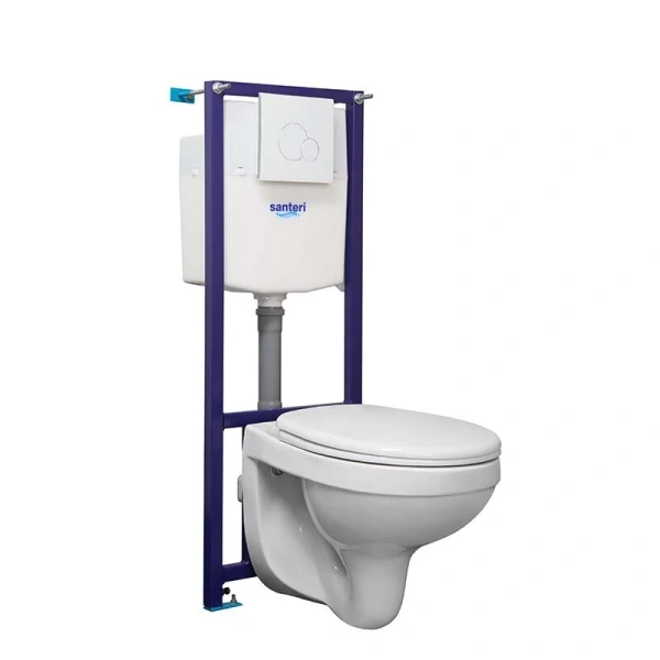 Унитаз с инсталляцией Santeri Альфа клавиша смыва белая 1.3816.4.S00.00B.2 (детальная фотография)
