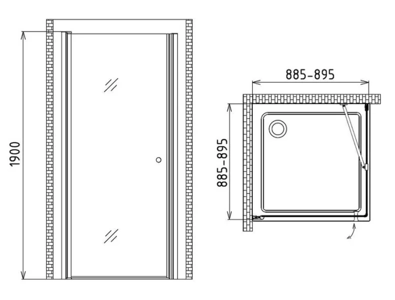 Душевой уголок Gemy New Rockcoco 90 S03171C (детальная фотография), современные, hi-tech