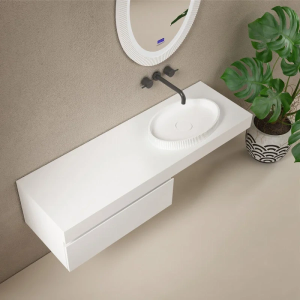 Раковина Abber Stein 50 см искусственный камень AS2603 (детальная фотография), накладные (на столешницу), пристенные