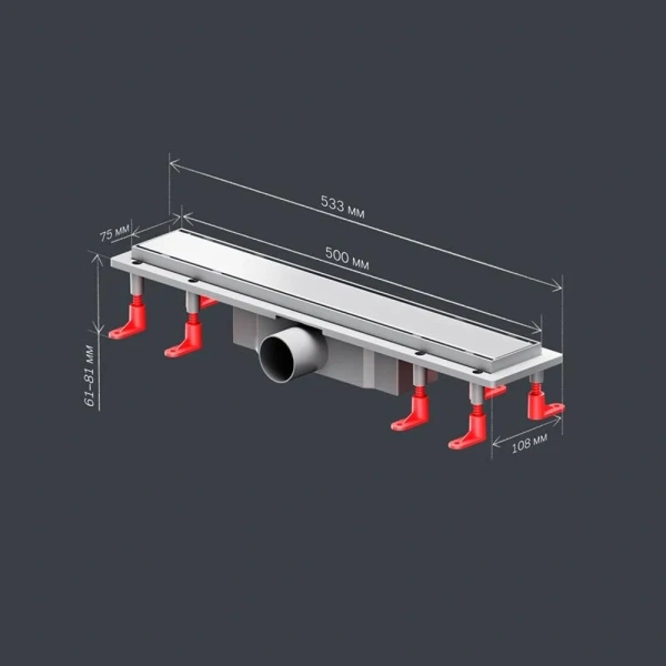 Душевой лоток Am.Pm PrimeFlow 50 см хром матовый W02SC-U11-050-04SB (детальная фотография), для монтажа в пол
