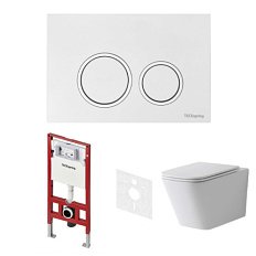 Унитаз с инсталляцией Tece TECEspring панель смыва белая