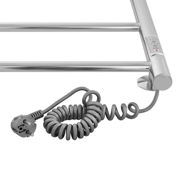 Полотенцесушитель электрический Energy Round 40x60 см хром EETR0ROUND604000000 (детальная фотография), из нержавеющей стали, недорогие, без полки, неповоротные