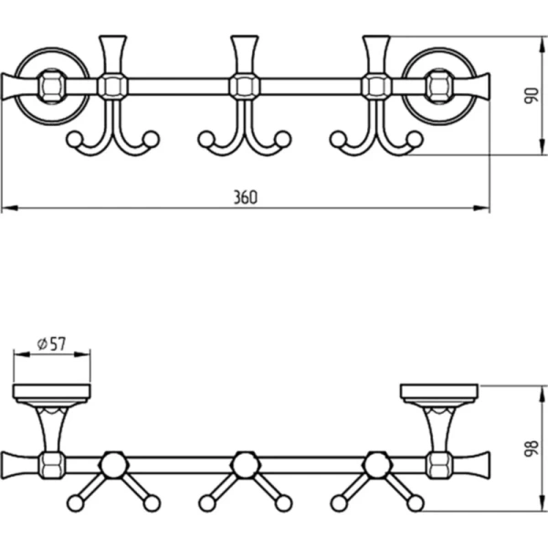Крючок для ванной Migliore Fortuna хром 27715 (детальная фотография), классические, ретро, декорированные