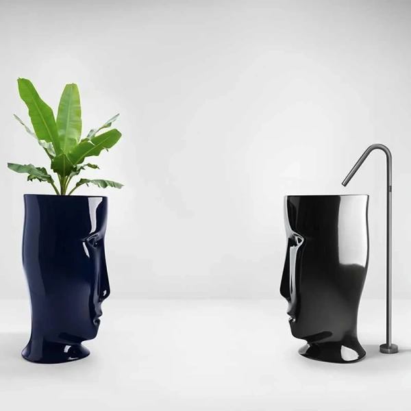 Раковина напольная Kerasan Artwork Moloco черный матовый 474031 (детальная фотография), одинарные