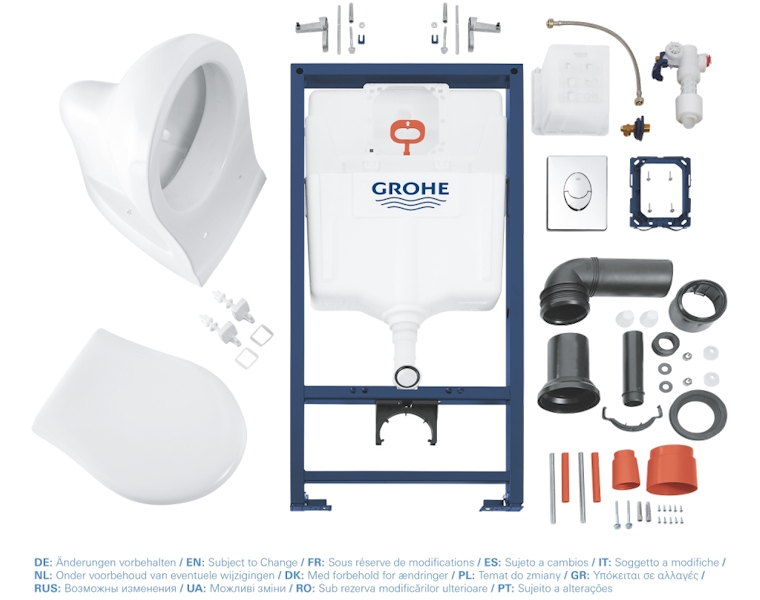Унитаз с инсталляцией Grohe Solido Perfect с клавишей смыва хром 39192000 (детальная фотография), с инсталляцией