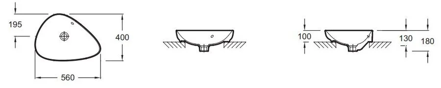 Раковина Jacob Delafon Nouvelle Vague 56 см на столешницу EVI102-00 (детальная фотография), современные, hi-tech
