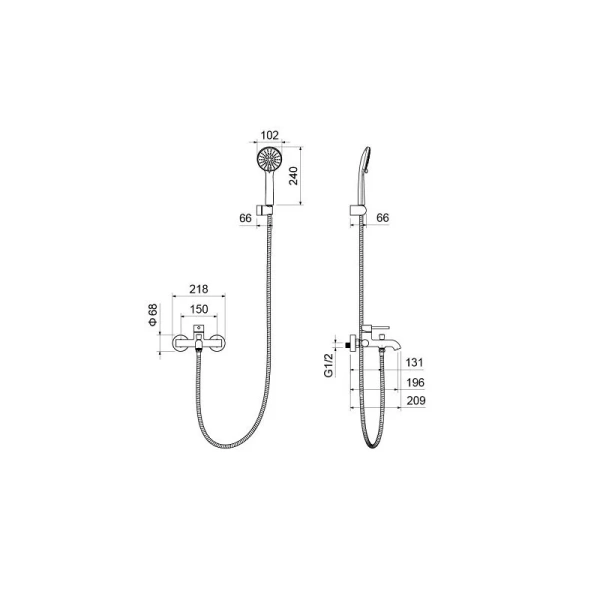 Смеситель для ванны Акватек Европа черный AQ1349MB (детальная фотография), для ванны