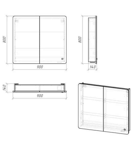 Зеркальный шкаф с подсветкой Grossman Адель 90 см белый 209004 (детальная фотография), в наличии
