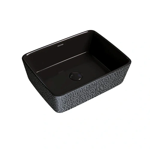 Раковина Grossman Color 48 см черная с текстурой кожи - фото 1