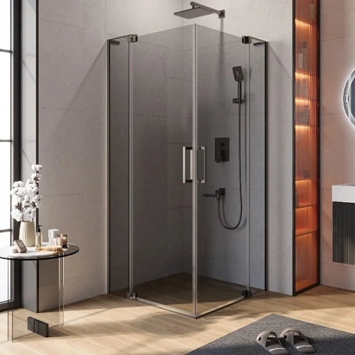 Душевой уголок Cezares Slider 90х110 см стекло серое профиль оружейная сталь - фото 11