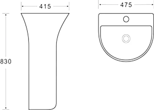 Раковина напольная SantiLine 48 см белая SL-4017 (детальная фотография), современные, hi-tech