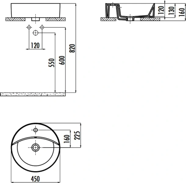 Раковина Creavit Nice 45 см круглая NC046-00CB00E-0000 (детальная фотография), современные, hi-tech