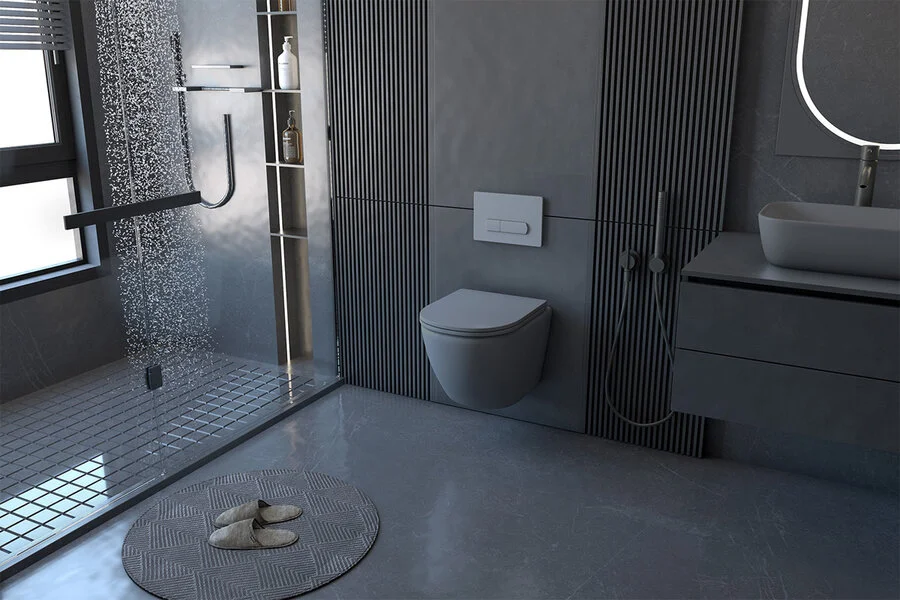 Унитаз подвесной Abber BEQUEM безободковый AC1101MG  (детальная фотография), круглой формы