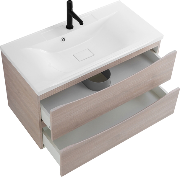 Тумба под раковину подвесная BelBagno Marino 100 см rovere grigio MARINO-1000-2C-SO-RG-P (детальная фотография), подвесная, пристенная