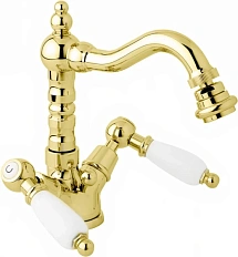Смеситель для биде Cezares First золото ручки белые