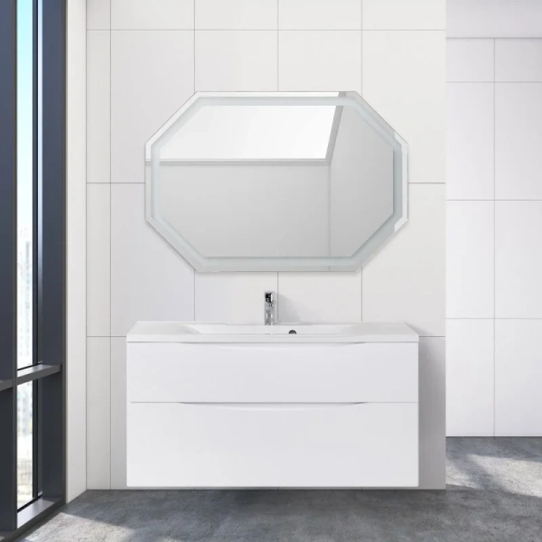 Тумба под раковину подвесная BelBagno Marino 110 см bianco lucido MARINO-H60-1100-2C-SO-BL-P (детальная фотография), современная, hi-tech