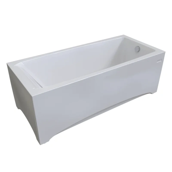 Акриловая ванна Радомир Веста 2-89-2-0-1-255Р, 170 х 75 см, фронтальный экран, каркас разборный, сифон, слив-перелив автомат в комплекте, белая (детальная фотография), современныe, hi-tech