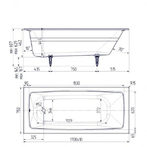 Ванна чугунная Delice Biove DLR220509-AS 170x75 белая (детальная фотография), чугунные