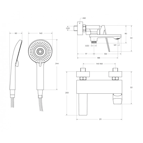 Смеситель для ванны Cezares Comfort хром COMFORT-VD-01 (детальная фотография), для ванны