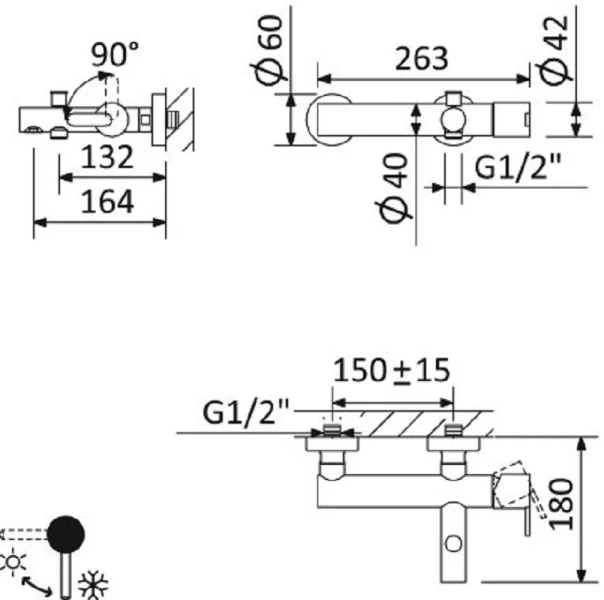 Смеситель для ванны Cezares Leaf хром LEAF-VD-01 (детальная фотография), для ванны