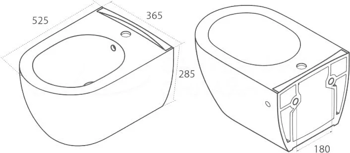Биде подвесное Boheme Bianca белый глянец 964-W (детальная фотография), современные, hi-tech